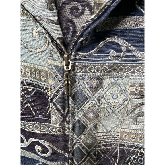 Christopher & Banks Tapestry Blazer Jacket Full Zip Denim Blue Patchwork Size XL - Picture 5 of 11